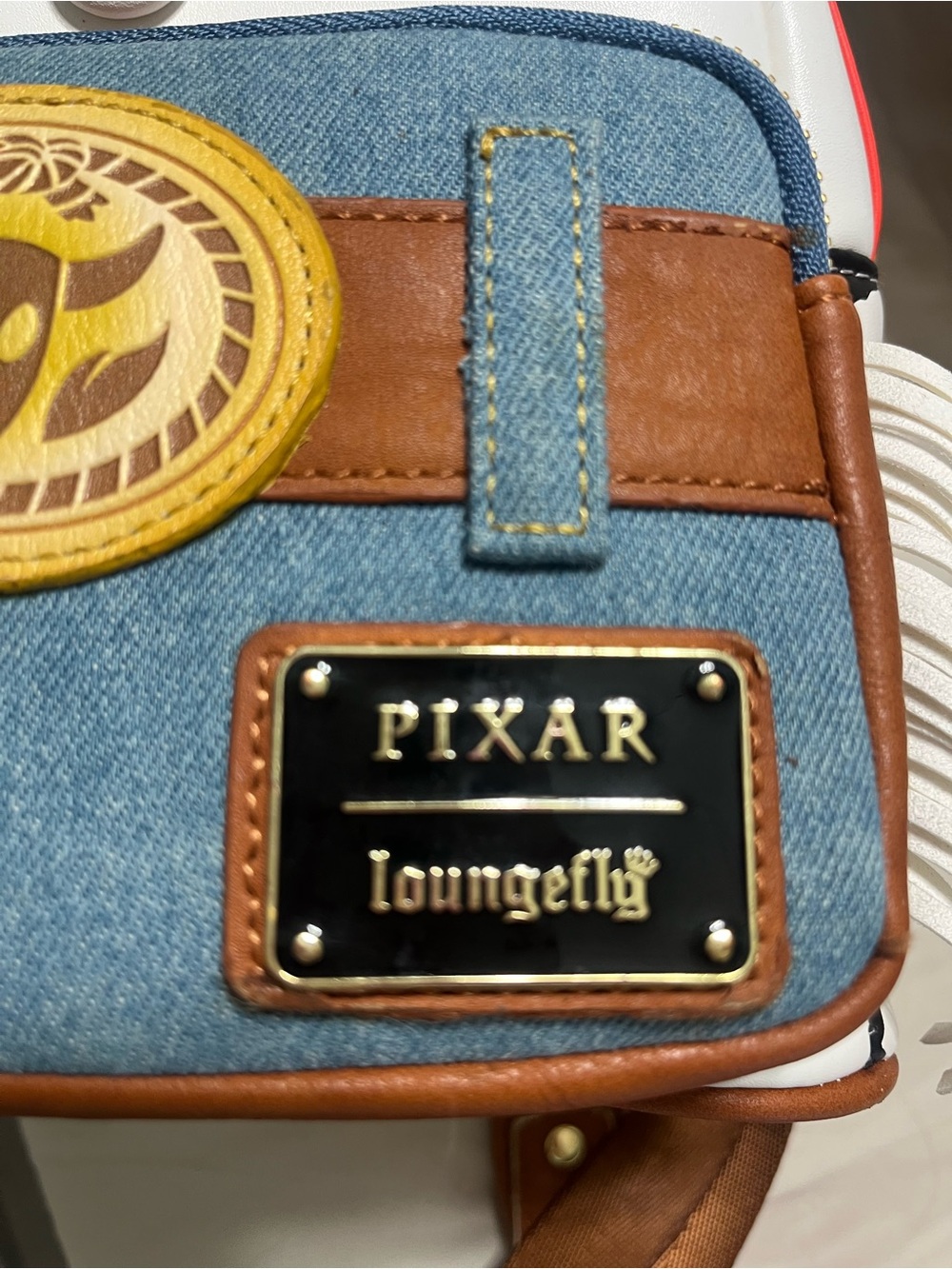 Loungefly White Yellow Red Denim Brown Pixar Toy Story Mini Backpack - Picture 4 of 7